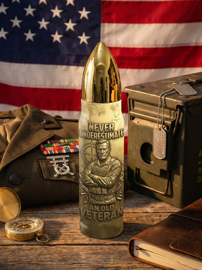 Personalized Custom Photo US Veteran Insulated Vacuum Bullet Bottle
