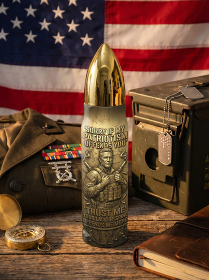 Personalized Custom Photo US Veteran Insulated Vacuum Bullet Bottle