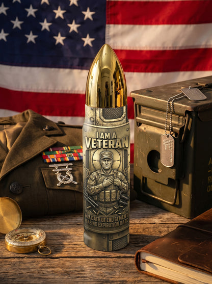 Personalized Custom Photo US Veteran Insulated Vacuum Bullet Bottle