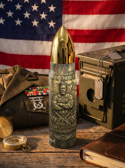 Personalized Custom Photo US Veteran Insulated Vacuum Bullet Bottle