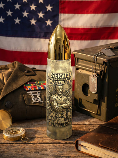 Personalized Custom Photo US Veteran Insulated Vacuum Bullet Bottle