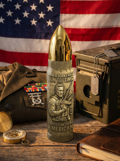 Personalized Custom Photo US Veteran Insulated Vacuum Bullet Bottle