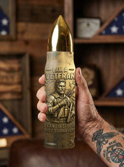 Personalized Custom Photo US Veteran Insulated Vacuum Bullet Bottle