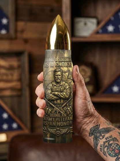 Personalized Custom Photo US Veteran Insulated Vacuum Bullet Bottle