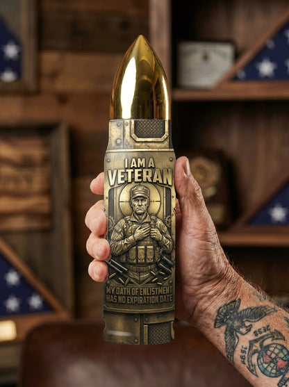 Personalized Custom Photo US Veteran Insulated Vacuum Bullet Bottle