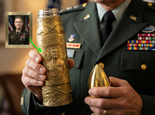 Personalized Custom Photo US Veteran Insulated Vacuum Bullet Bottle