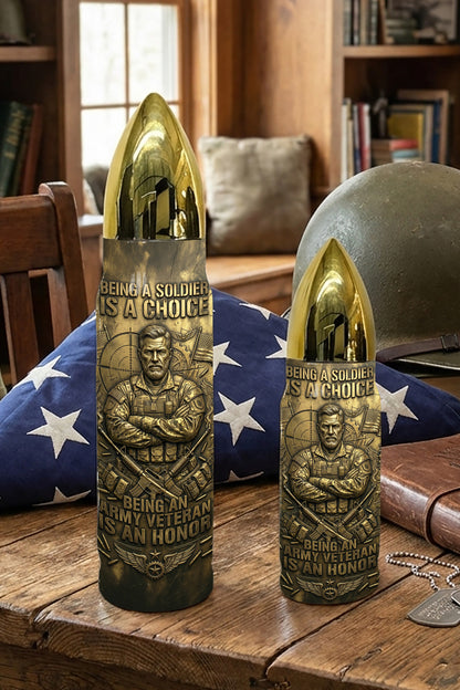 Personalized Custom Photo US Veteran Insulated Vacuum Bullet Bottle