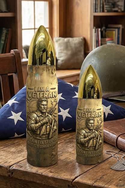 Personalized Custom Photo US Veteran Insulated Vacuum Bullet Bottle