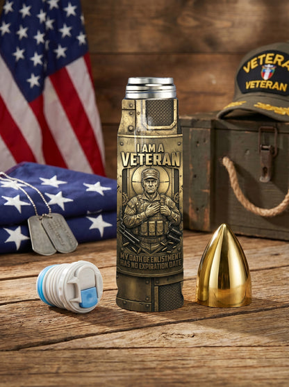 Personalized Custom Photo US Veteran Insulated Vacuum Bullet Bottle