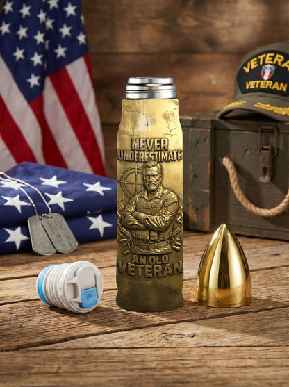 Personalized Custom Photo US Veteran Insulated Vacuum Bullet Bottle