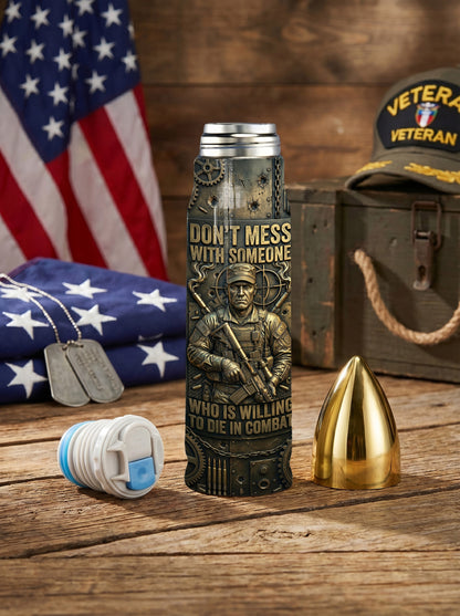 Personalized Custom Photo US Veteran Insulated Vacuum Bullet Bottle