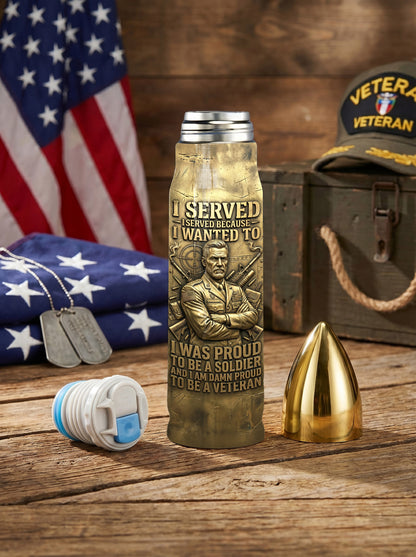 Personalized Custom Photo US Veteran Insulated Vacuum Bullet Bottle
