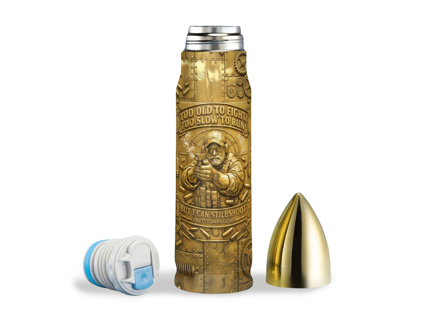 Personalized Custom Photo Veteran Insulated Vacuum Bullet Bottle