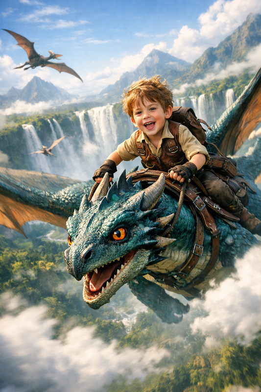 Personalized Dragon Rider Boy Canvas