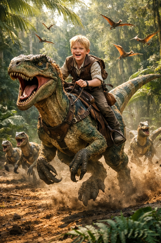 Personalized Dino Rider Boy Canvas