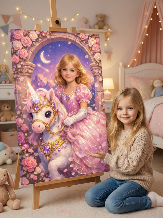 Personalized Unicorn Girl Canvas