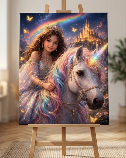 Personalized Unicorn Girl Canvas