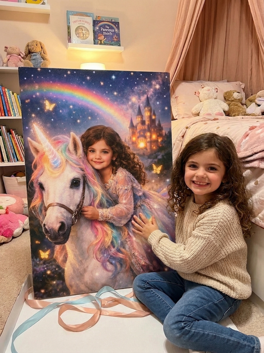 Personalized Unicorn Girl Canvas