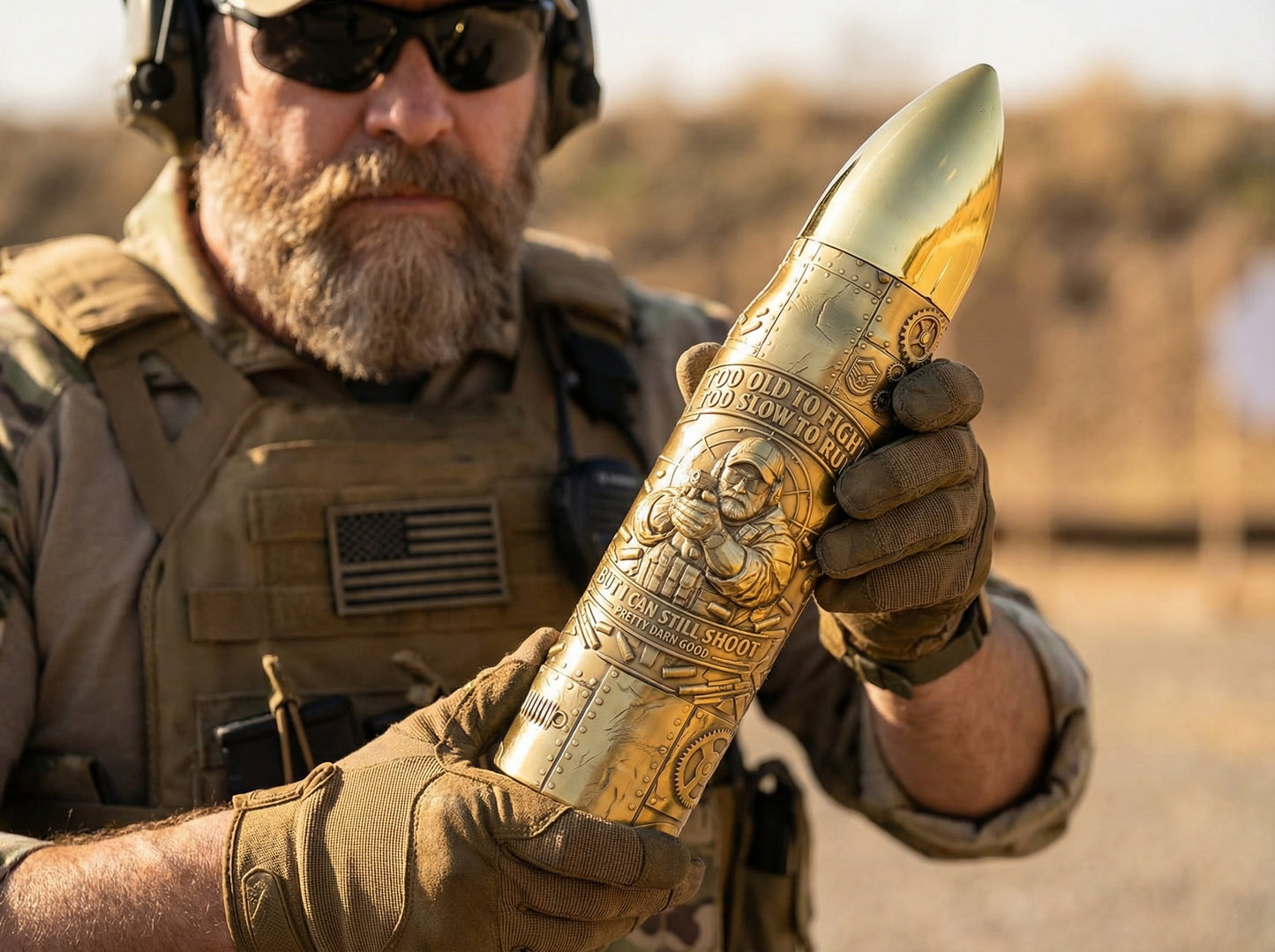 Personalized Custom Photo Veteran Insulated Vacuum Bullet Bottle